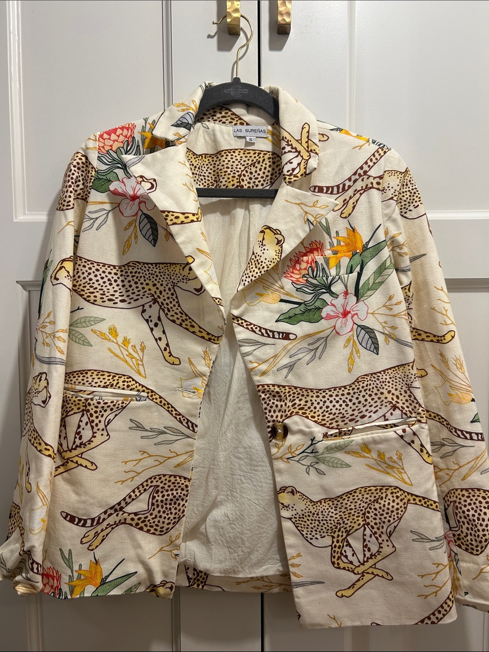 Cream Floral & Cheetah Print Lightweight Jacket